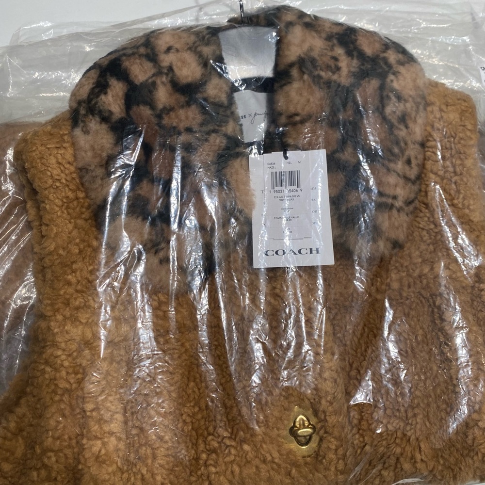 NWT Coach X Jennifer Lopez JLO Sherpa Signature Vest Small Logo Coat Jacket - Picture 6 of 7